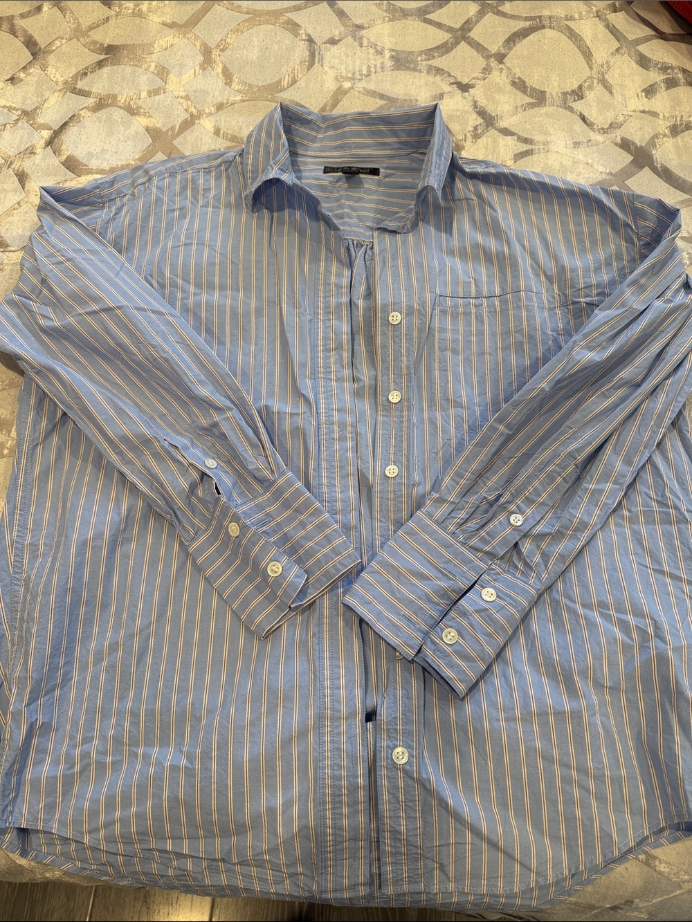 Banana Republic Blue and White Striped Button-Down Shirt